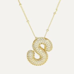 Bling Bubble S Initial Letter Necklace